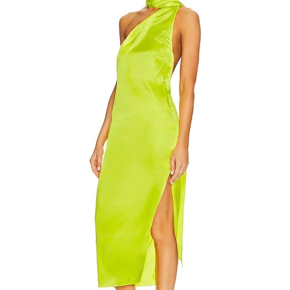 Elegant Lime Green Halter Dress